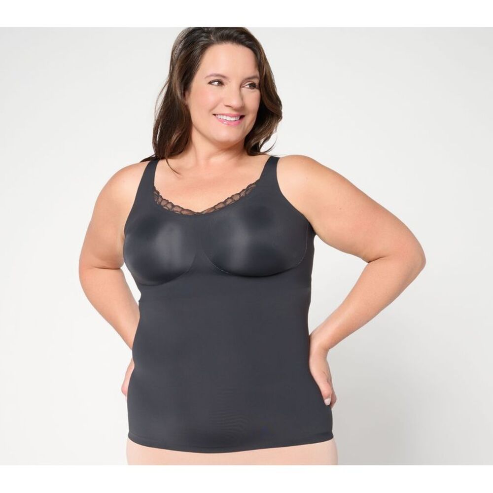 Evelyn & Bobbie Women's Bra Sz L Lace Trimmed V-Neck Black/Double Espress